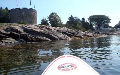 Paddleboarding in Maine with Pogies