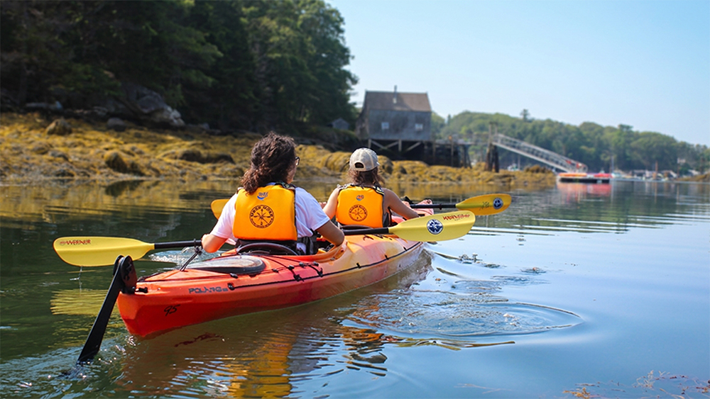 Tandem two-person kayak rental in Maine — available at our Boothbay Harbor and Pemaquid shops